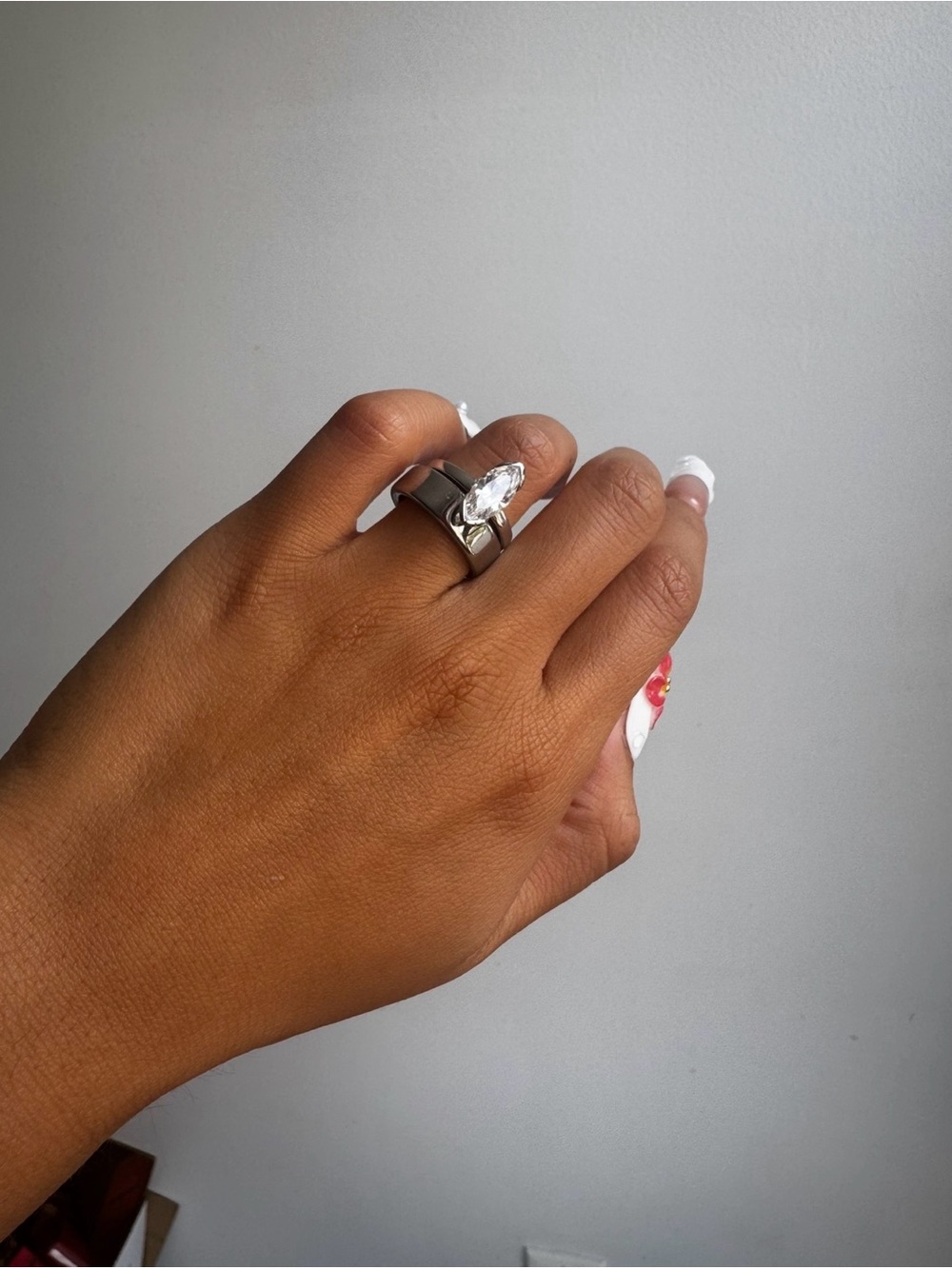 Ours Ring Stacker 925 Sterling Silver Marquise